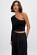 Black One-Shoulder-Ripp-Oberteil