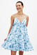 Floral Minikleid mit Organza-Trägern