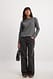 Dark Grey Oversize-Oberteil mit langen Ärmeln