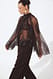 Brown Plissiertes Mesh-Pailletten-Top