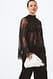 Brown Plissiertes Mesh-Pailletten-Top