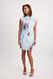 Blue Flower Print Plissiertes Minikleid
