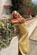 Yellow Flower Print Maxi-Tube-Kleid mit Plissee