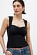 Black geripptes Top mit Spitzendetail