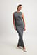 Dark Grey Geripptes Maxikleid aus Feinstrick