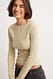 Light Beige Gerippter Pullover