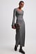 Dark Grey Geripptes Maxikleid mit Rüschen