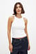 White Geripptes Tank-Top