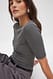 Light Grey Melange Geripptes Top mit rundem Ausschnitt