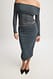 Dark Grey Rouched Mesh Midi Skirt