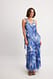 White Blue Floral Maxikleid mit Rüschenbesatz aus Chiffon