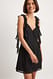 Black Ruffle Shoulder Chiffon Mini Dress