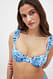 Light Blue Flower Recyceltes Smock-Bikini-Top mit Rüschen