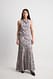 Grey Print Asymmetrischer Satin-Maxirock mit Nahtdetails