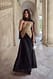 Black/Bronze fließendes Maxikleid aus Satin