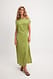 Olive Green Einseitig schulterfreies Satin-Midikleid