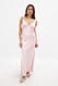 Light Pink Midikleid aus Satin mit Rüschen an der Schulter