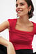 Red Mesh-Top mit Rundhalsausschnitt