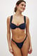 Dark Blue Hochgeschnittenes Bikini-Höschen mit Drapierung