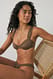 Dusty Green Drapierter glänzender Bikini-BH mit breiten Trägern