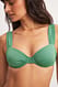 Dusty Green Drapierter glänzender Bikini-BH mit breiten Trägern