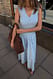 Blue Anglaise-Maxikleid mit Smockedetail