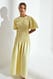 Light Yellow Midikleid mit Smockdetail und Puffärmeln