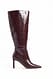 Burgundy Stiefel mit Kroko-Muster und eckiger Spitze