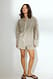 Beige/White Gestreifte Baumwoll-Shorts mit elastischem Bund
