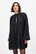 Black strukturiertes langärmeliges Minikleid