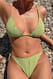 Dusty Green strukturierter Bikini-Slip mit Schnürung