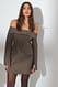 Cream tailliertes schulterfreies Minikleid