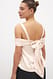 Cream Satin-Top mit Schnürung am Rücken und Off-Shoulder