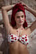White Tulip Pattern Bandeau-Top mit Schnürung vorne