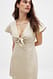 Beige Hemdkleid mit Bindung vorne