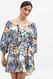 Print Minikleid mit Schnürung an der Taille