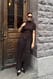 Brown transparenter Maxi-Paillettenrock