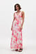 Pink Print Maxikleid aus Mesh mit V-Ausschnitt