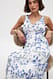 Pink Print Maxikleid aus Mesh mit V-Ausschnitt