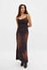 Web Dark Print Maxikleid aus Mesh mit Wasserfallausschnitt