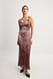 Body Print Maxikleid aus Mesh mit Wasserfallausschnitt