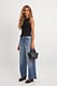 Blue Weite Crop-Jeans