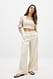 Beige Leinenhose mit weiten Beinen