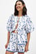 Blue/White weite Shorts mit mittlerer Taille