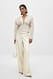 Light Beige Weite Stoffhose mit hoher Taille