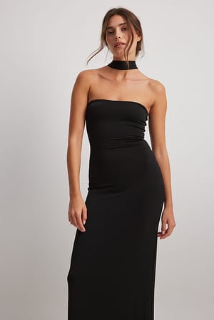 Black Bandeau kjole med detaljer