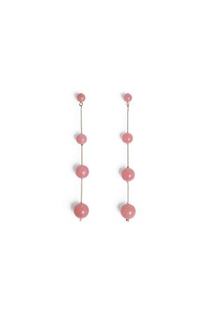 Dusty Pink Long Colored Stone Bead Earrings