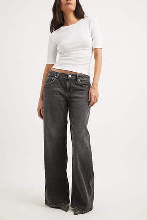 Vintage Grey Jeans med vida ben och låg midja