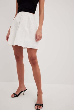 White Minifalda de algodón con cintura elástica
