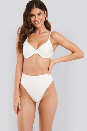 Offwhite Maxi Bikini-Höschen mit hoher Taille